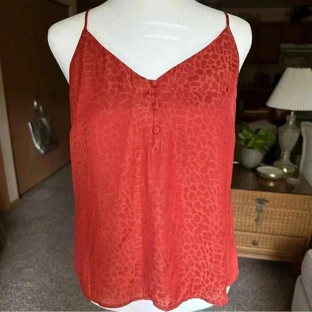 Burgundy and red animal print cami tank top XS